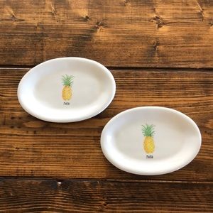 Set of 2 Rae Dunn Oval Pina Pineapple Plates